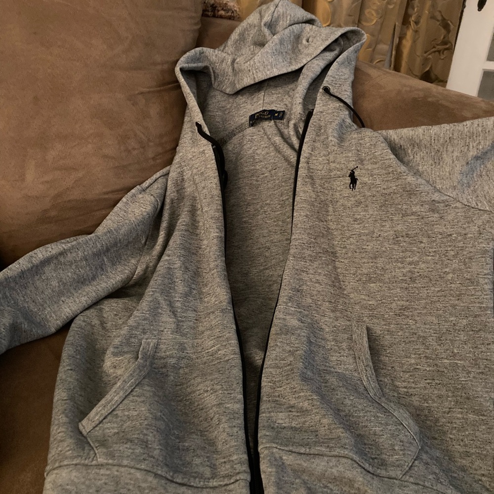 Grey Polo Ralph Lauren zip up sweatshirt Medium